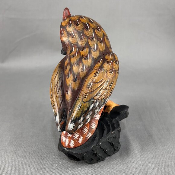 Vtg Action International Stone Art Owl Bird Hand Painted Brown Carved Figurine - Picture 5 of 15
